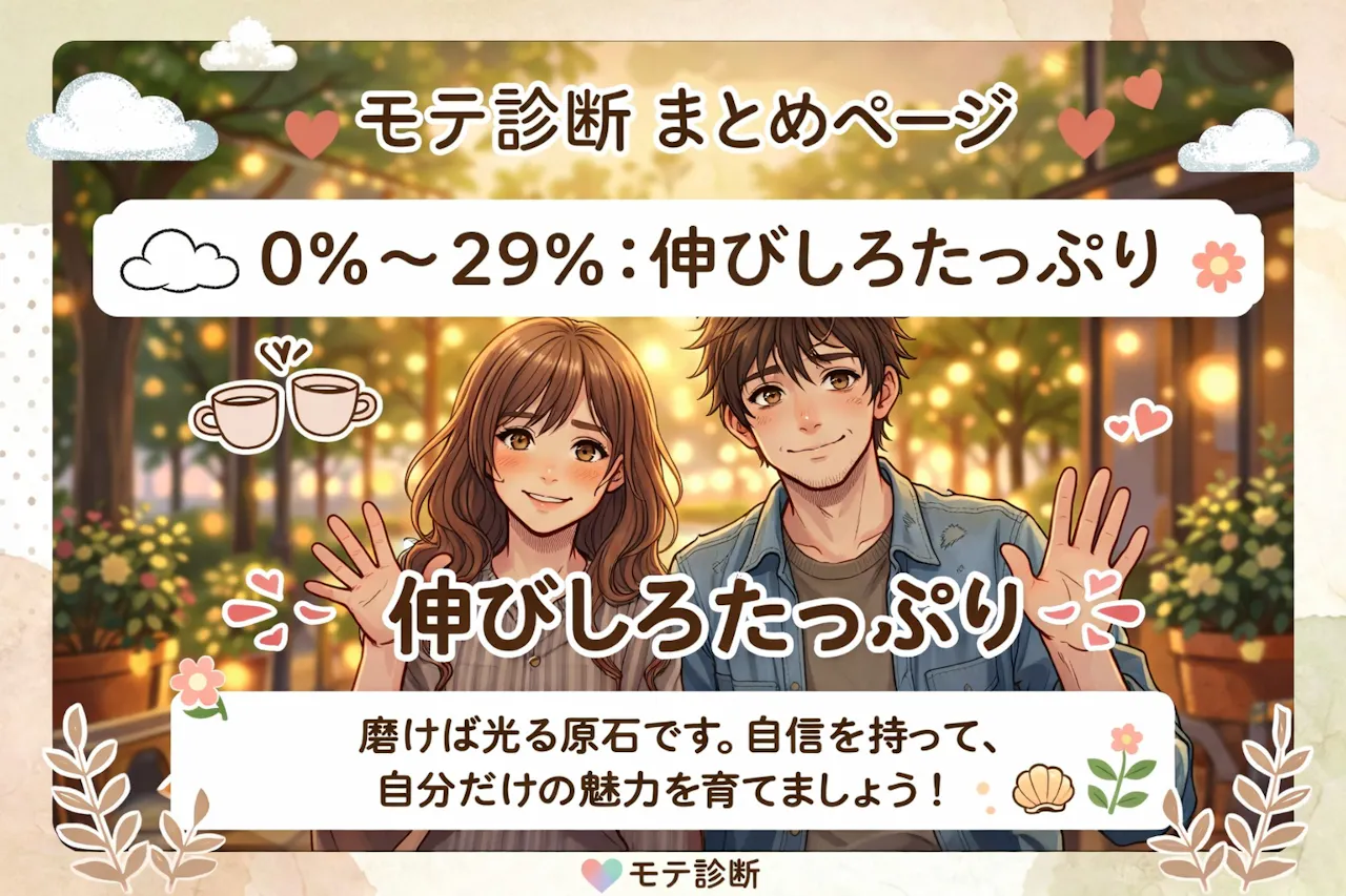 モテ度 0％〜29％：伸びしろたっぷり