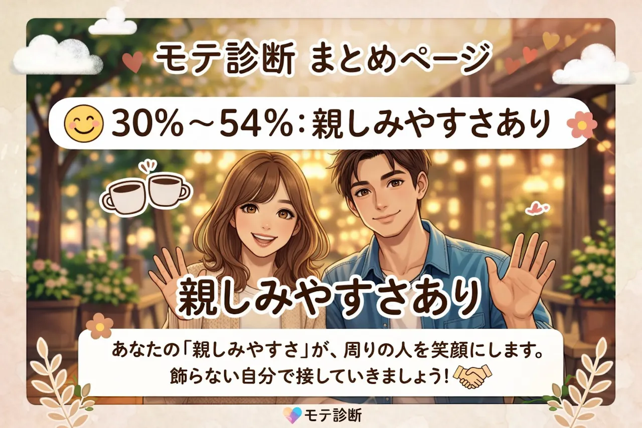 モテ度 30％〜54％：親しみやすさあり