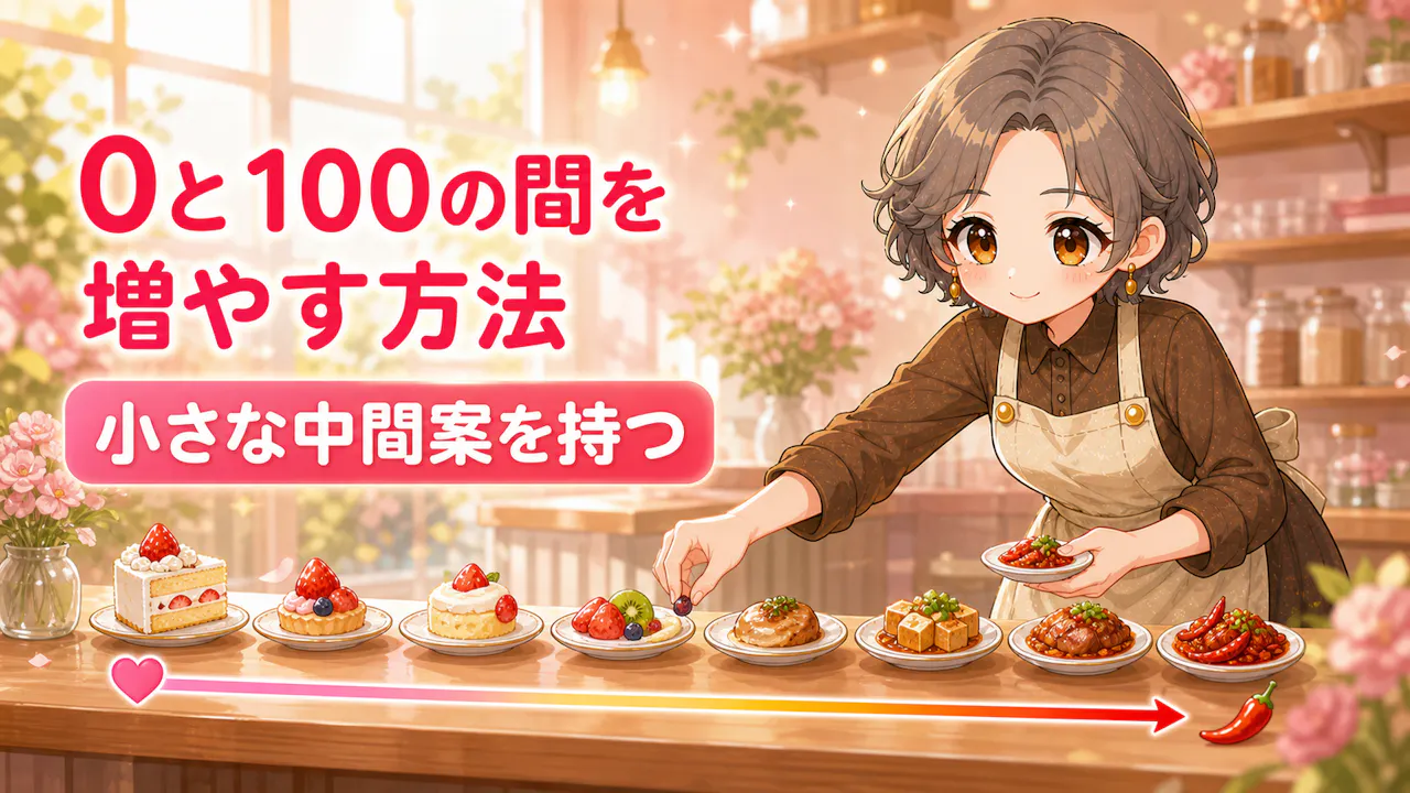 0と100の間を増やす方法