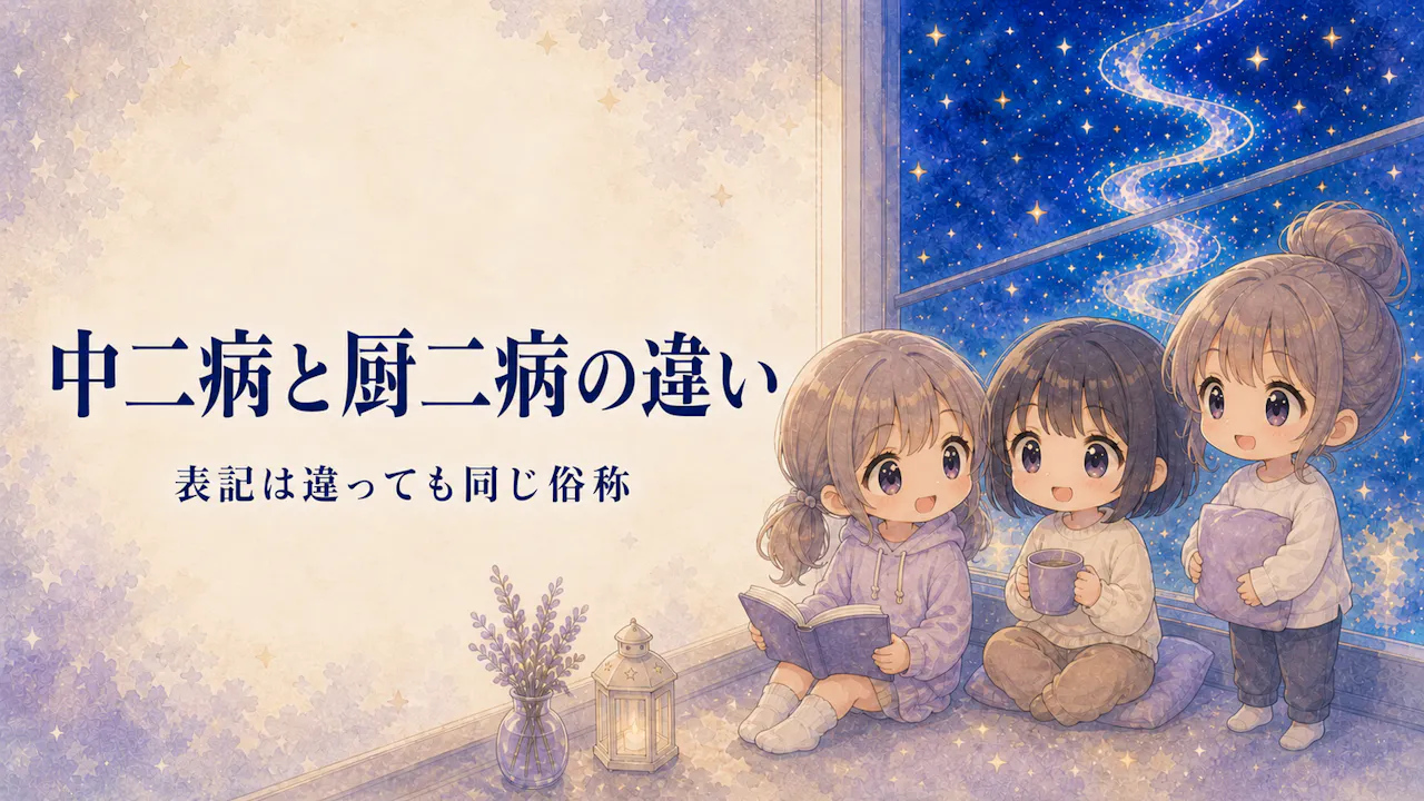 中二病と厨二病の表記を整理するイメージ