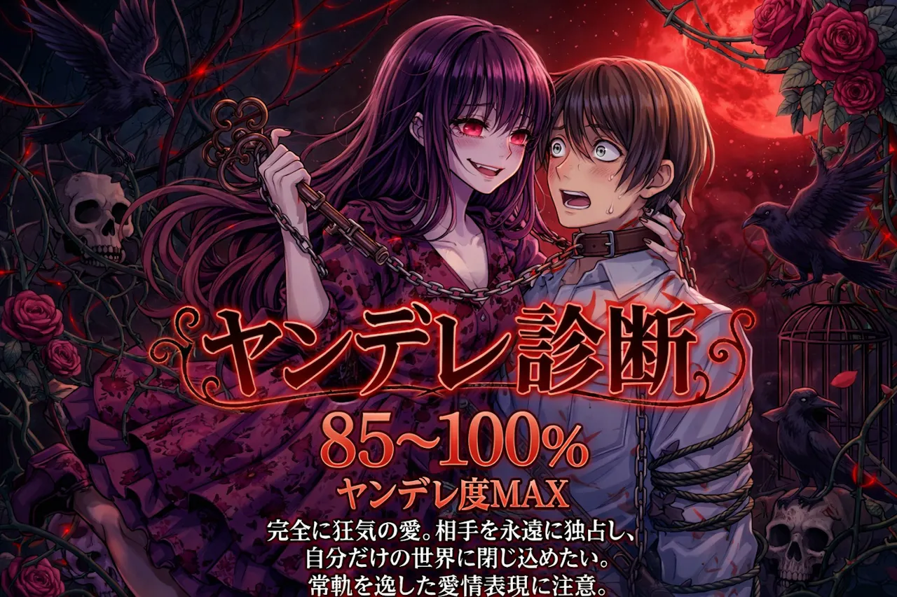 ヤンデレ診断の結果_85％〜100％：ヤンデレ度MAX（感情が暴走しやすい）
