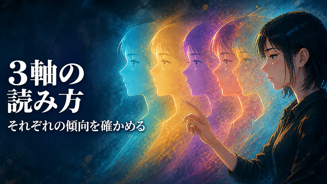 3軸のバーと結果の読み方