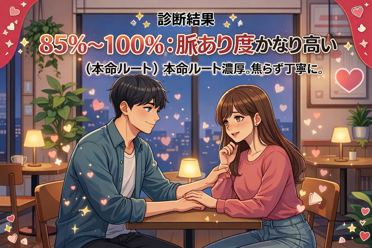 脈あり診断の結果_85％〜100％：脈あり度かなり高い（本命ルート）