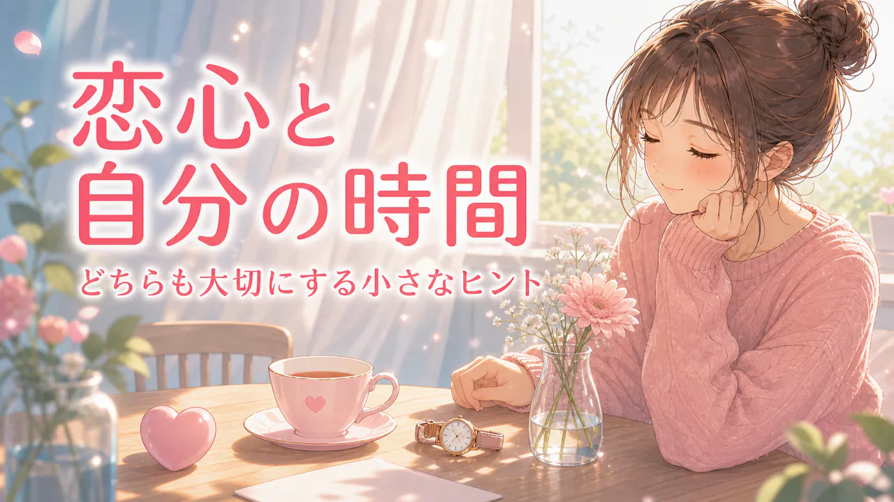 恋心と自分の時間を大切にするコツを描いた朝のイラスト